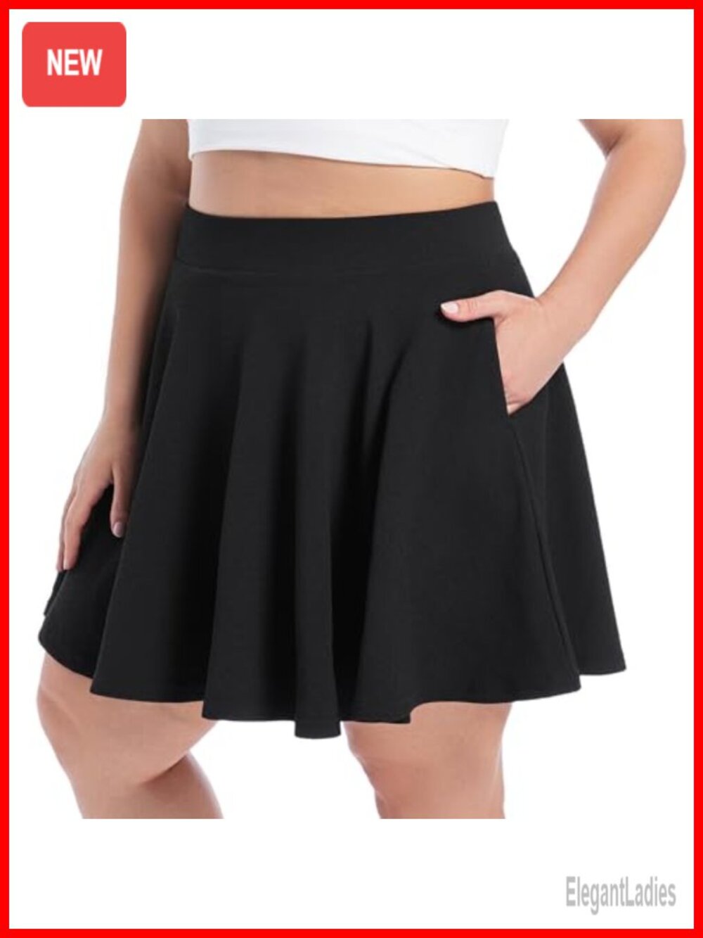 Plus Size Mini Skorts with Pockets Stretchy Flared Pleated Casual Built in